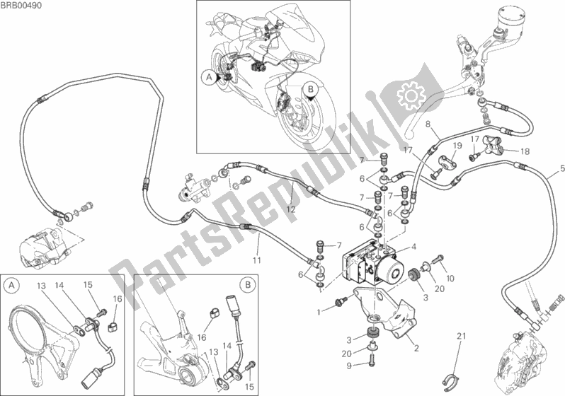 All parts for the Antilock Braking System (abs) of the Ducati Superbike 1299 ABS 2017
